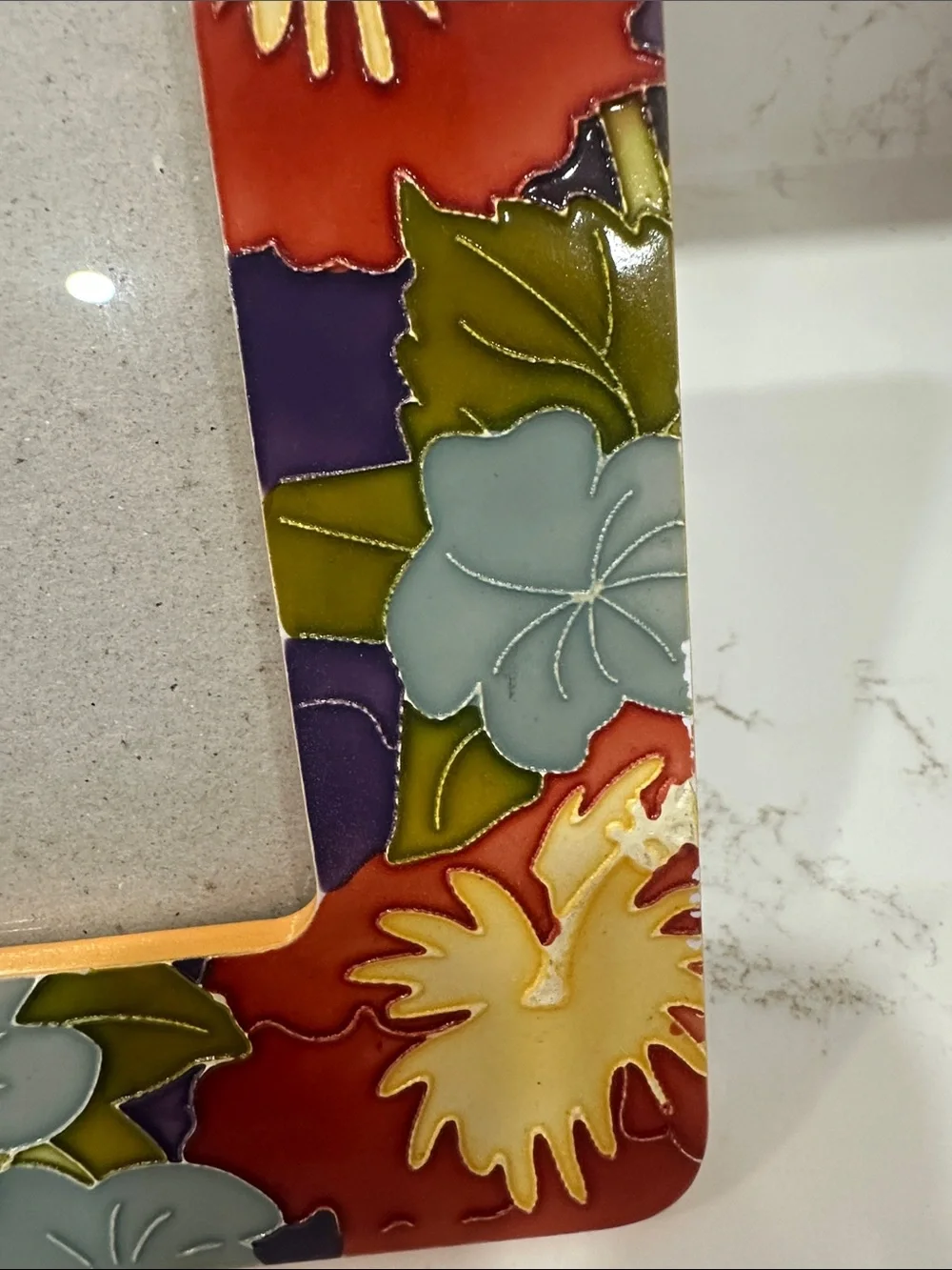 Colorful Floral Ceramic Photo Frame - Purple, Red & Yellow